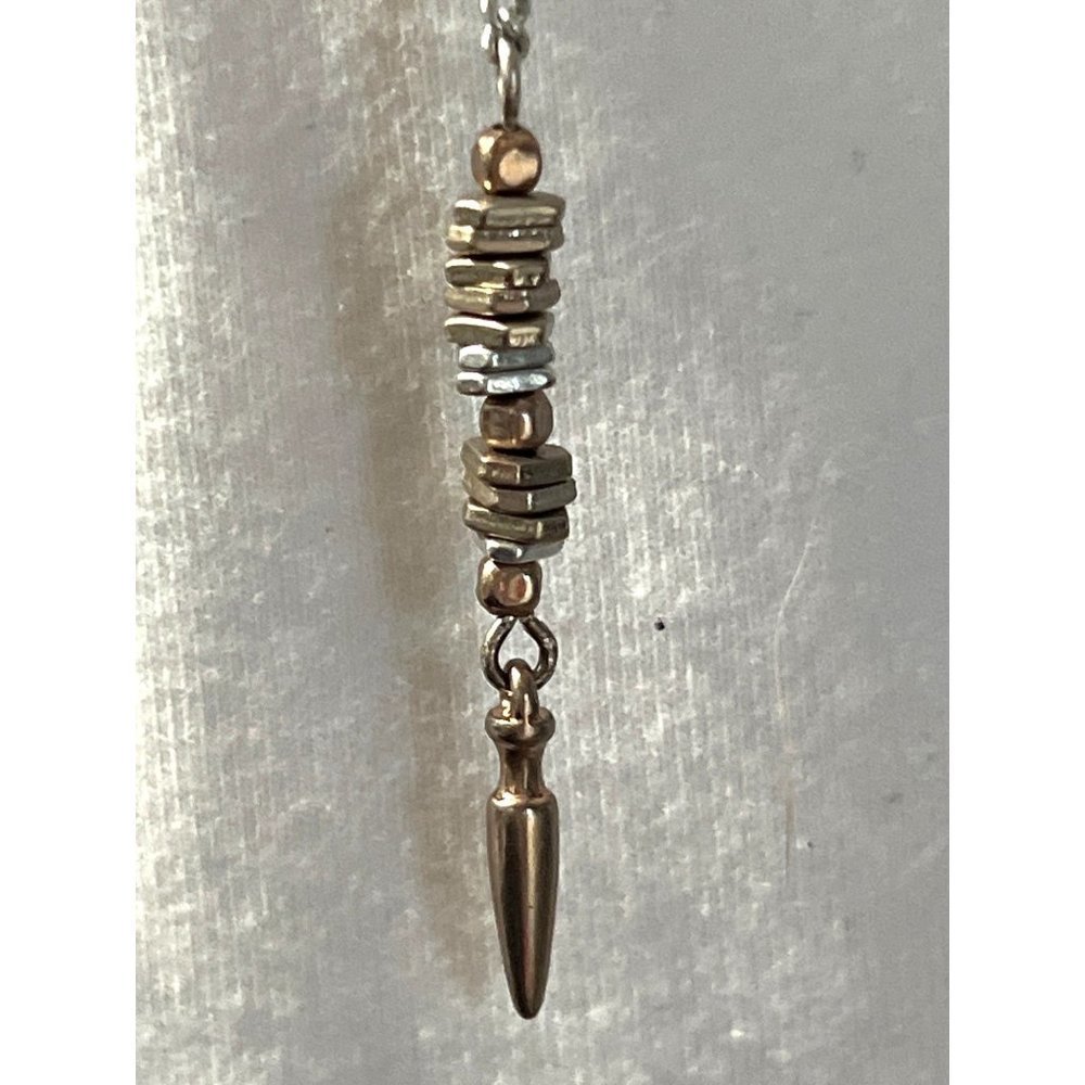 Silver And Gold Metal Lariat Necklace -- 48"